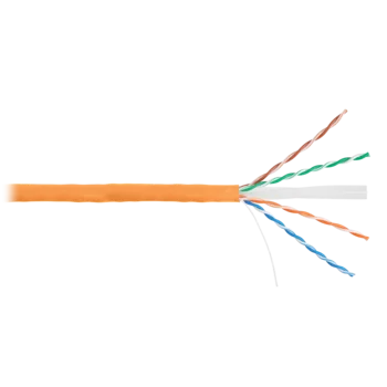 Кабель NIKOLAN U/UTP 4 пары, Кат.6 (Класс E), тест по ISO/IEC, 250МГц, одножильный, BC (чистая медь), 24AWG (0,53мм), внутренний, LSZH нг(А)-HFLTx